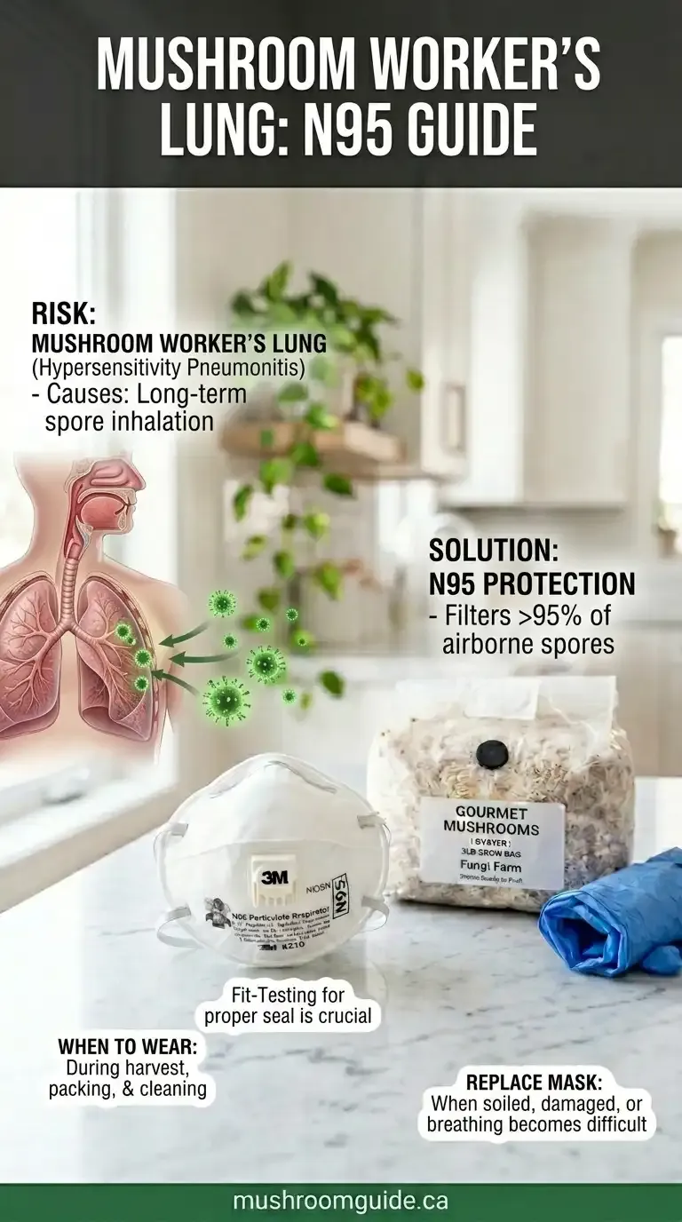 Mushroom worker's lung: N95 spore-safety guide